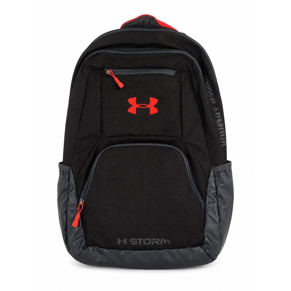 Under Armour Storm Hustle Black Red Water Resistant Laptop Gym Backpack Bag